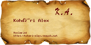 Kohári Alex névjegykártya